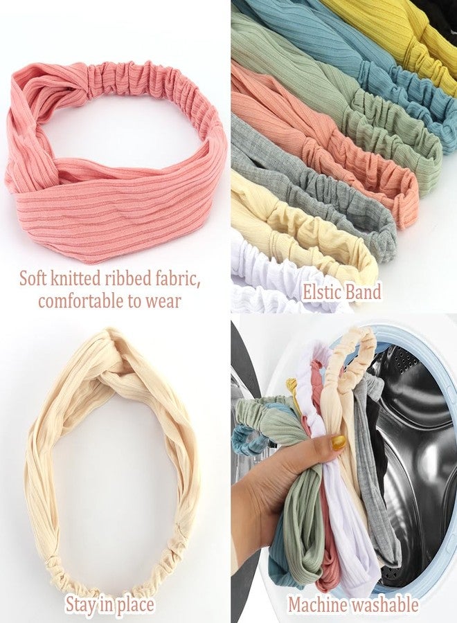AHONEY 8 Pack Head Bands for Women's Hair Twist Headband Stretchy Workout Elastic Fabric Solid Color Turban Headbands Hair Bands Hair Accessories for Women Fashion Yoga (Cute Style) - Image 5